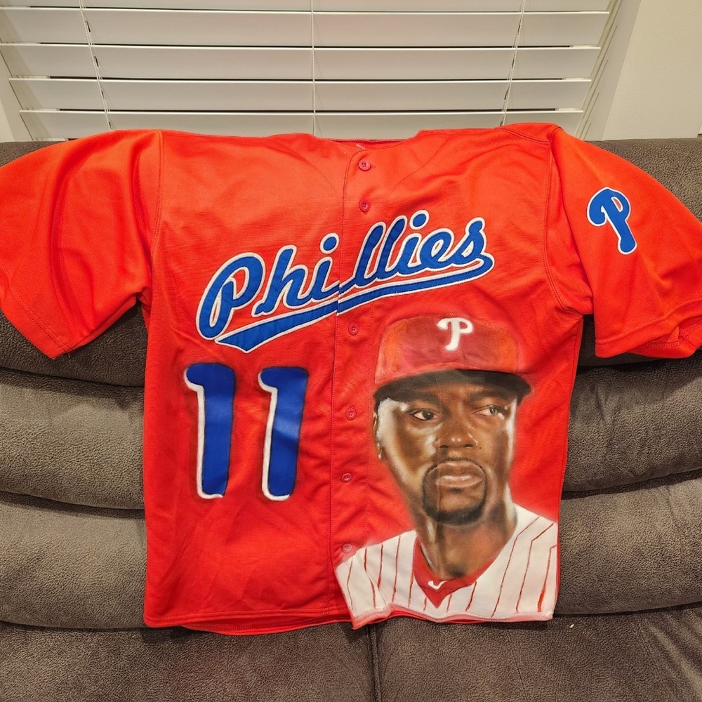 Jimmy Rollins hand painted stitched jersey